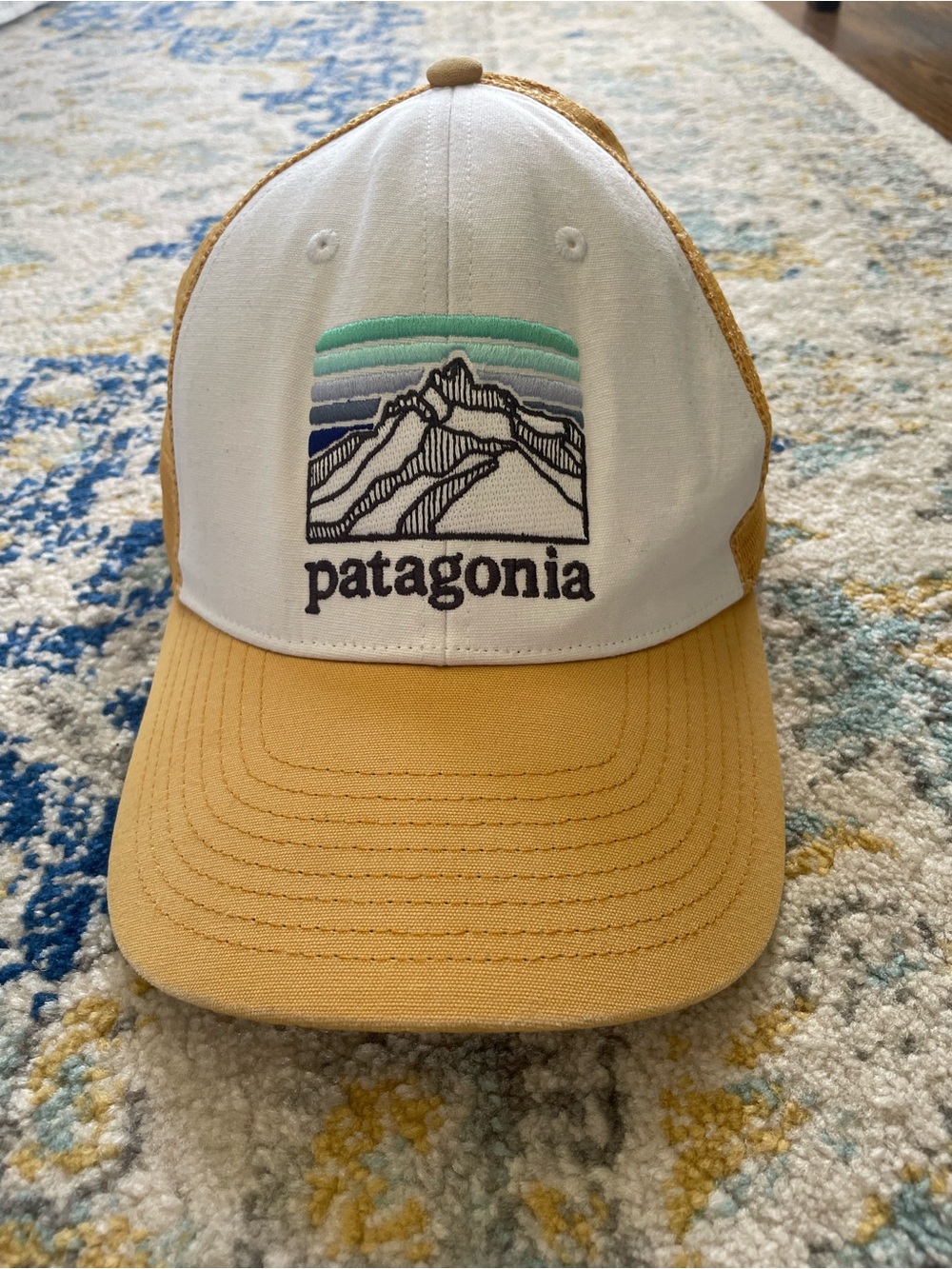 Patagonia Adult Trucker Hat in White and Tan